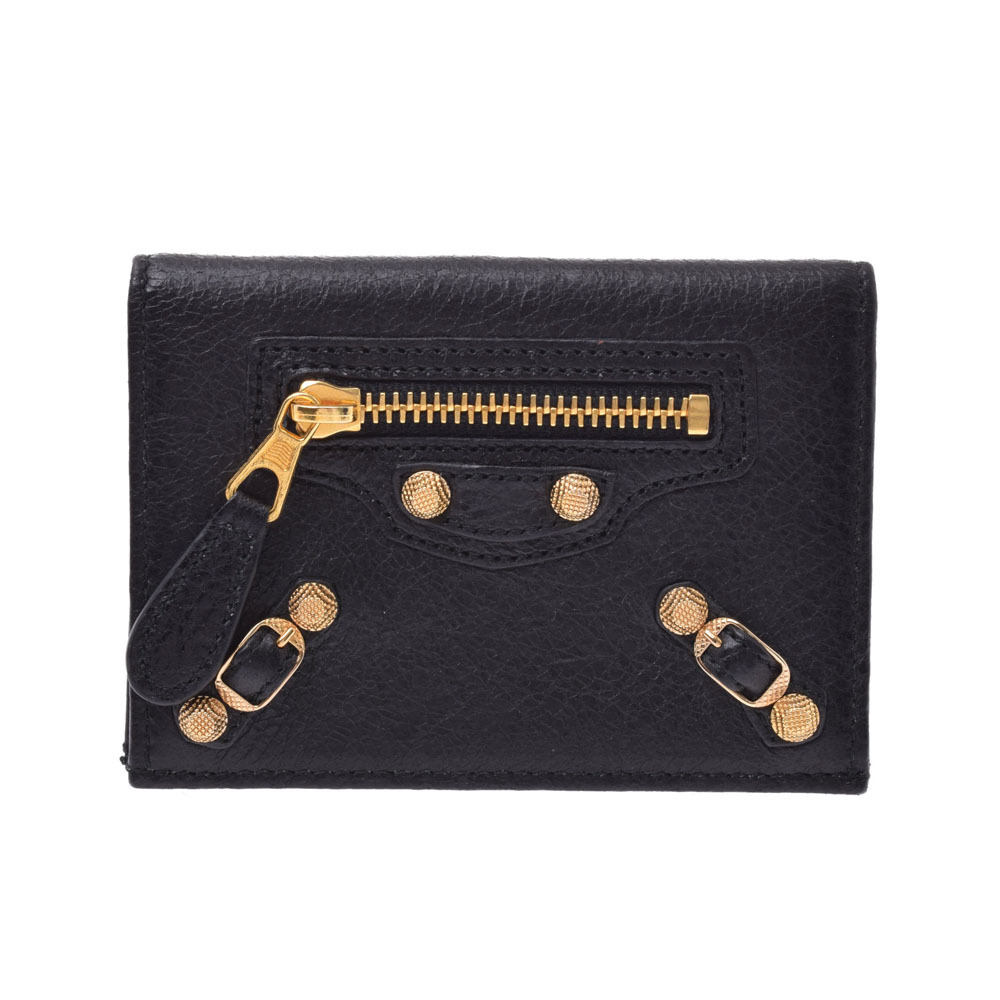 Balenciaga Giant Passport Wallet Black Leather Card